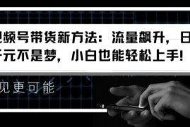 每日视频号带货新方法：流量飙升，日入千元不是梦，小白也能轻松上手【揭秘】便宜07月11日冒泡网VIP项目