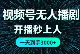 2024最新（12230期）视频号无人播剧，0成本0违规，开播秒上人，一天到手300008-20中创网