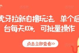 热门项目虎牙拉新自撸玩法，单个后台每天100+，可批量操作12-12冒泡网