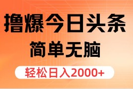 创业项目（12697期）撸爆今日头条，简单无脑，日入2000+09-23中创网