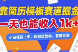 靠简历模板赛道掘金，一天也能收入1k+，小白轻松上手，保姆式教学，首选副业【揭秘】