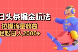 每天（13522期）今日头条掘金玩法：拉爆流量收益，轻松日入2000+12-01中创网