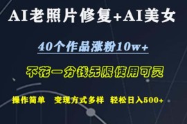 最新项目（12489期）AI老照片修复+AI美女玩发40个作品涨粉10w+不花一分钱使用可灵操&#8230;09-06中创网