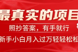 每天（11362期）最真实的项目，照抄答案，有手就行，新手小白月入过万轻轻松松，07月01日中创网VIP项目