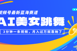 实战（12673期）视频号最新蓝海赛道，AI美女跳舞，3分钟一条视频，月入过万就靠她了！09-21中创网