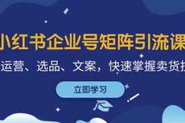 每天小红书企业号矩阵引流课，涵盖运营、选品、文案，快速掌握卖货技巧福缘网