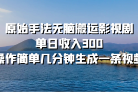 每天原始手法无脑搬运影视剧，单日收入300，操作简单几分钟生成一条视频福缘网