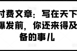 2024最新某付费文章：写在天下剧变爆发前，你还来得及准备的事儿便宜07月19日冒泡网VIP项目