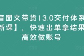 简单项目抖音图文带货13.0交付体系课【新课】，快速出单拿结果，高效做账号08-25冒泡网