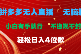 赚钱项目（11489期）拼多多无人直播无脑躺赚小白有手就行不违规不封号轻松日入4位数便宜07月07日中创网VIP项目