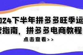 简单项目2024下半年拼多多旺季运营指南，拼多多电商教程便宜07月29日冒泡网VIP项目