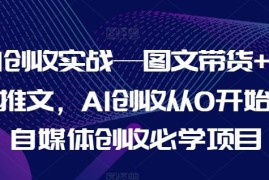 创业项目AI创收实战—图文带货+小说推文，AI创收从0开始，自媒体创收必学项目便宜07月16日冒泡网VIP项目