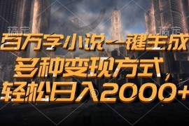 每日（13385期）百万字小说一键生成，多种变现方式，轻松日入2000+11-20中创网