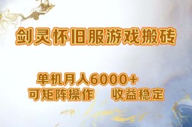 热门项目（12471期）网游剑灵打金搬砖，单机月入6000+，可矩阵操作，收益稳定。09-05中创网