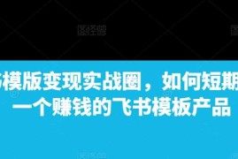 简单项目飞书模版变现实战圈，如何短期搭建一个赚钱的飞书模板产品12-19冒泡网