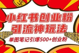 每日小红书创业粉引流神玩法，单图笔记引爆500+精准创业粉丝，私信狂潮接连不断12-06冒泡网