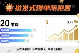 批发式爆单陪跑营，20节课带你实现批发式爆单，带你经松月入过W