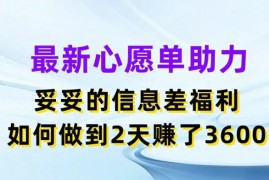 每日最新心愿单助力，妥妥的信息差福利，两天赚了3.6K【揭秘】便宜07月09日冒泡网VIP项目