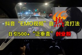 每天（13029期）抖音EMO视频自热打法，日引500+“泛垂直”创业粉中创网