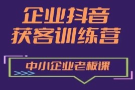 每天企业抖音营销获客增长训练营，中小企业老板必修课，07月01日冒泡网VIP项目