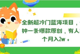 （11271期）全新超冷门蓝海项目，十分钟一条爆款原创，有人靠这个月入2w＋，06月25日中创网VIP项目