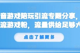 热门项目抖音游戏陪玩引流专题分享，引流游戏粉，流量供给足够大08-18冒泡网