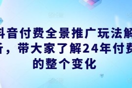 实战抖音付费全景推广玩法解析，带大家了解24年付费的整个变化便宜07月26日冒泡网VIP项目