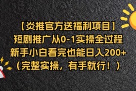 创业项目（11379期）【炎推官方送福利项目】短剧推广从0-1实操全过程，新手小白看完也能日&#8230;，07月02日中创网VIP项目