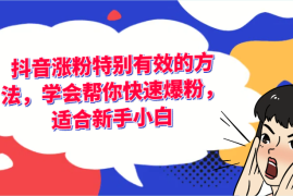 每日抖音涨粉特别有效的方法，学会帮你快速爆粉，适合新手小白便宜07月27日福缘网VIP项目