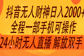 创业项目2024年7月抖音最新打法，非带货流量池无人财神直播间撸音浪，单日收入2000+便宜08月01日福缘网VIP项目