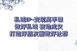 （11209期）私域IP-变现高手课：做好私域 被动成交，打造好朋友圈做好社群（18节），06月24日中创网VIP项目