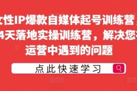 创业项目女性IP爆款自媒体起号训练营，14天落地实操训练营，解决您在运营中遇到的问题09-01冒泡网