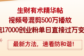 每天（12391期）精华帖视频号混剪500万播放引流17000创业粉，单日直接过万变现，最新方&#8230;08-30中创网