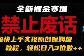 热门项目全新掘金赛道，禁止废话题材，超快上手实现原创保姆级教程，轻松日入3位数【揭秘】，07月03日冒泡网VIP项目