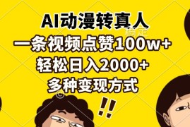 创业项目（13650期）AI动漫转真人，一条视频点赞100w+，日入2000+，多种变现方式12-12中创网