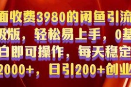 最新项目外面收费3980的闲鱼引流法，轻松易上手,0基础小白即可操作，日引200+创业粉的保姆级教程【揭秘】12-06冒泡网