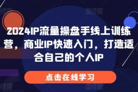 最新项目2024IP流量操盘手线上训练营，商业IP快速入门，打造适合自己的个人IP11-18冒泡网