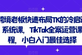 简单项目跨境老板快速布局TK的冷启动系统课，TikTok全案运营课程，小白入门最佳选择08-16冒泡网