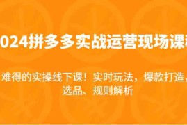 创业项目2024拼多多实战运营现场课，实时玩法，爆款打造，选品、规则解析，难得的实操线下课！便宜07月22日福缘网VIP项目