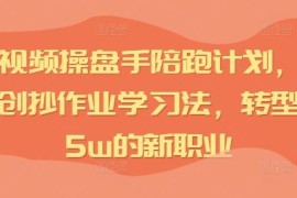 简单项目IP短视频操盘手陪跑计划，全平台独创抄作业学习法，转型月入5w的新职业便宜08月19日冒泡网VIP项目