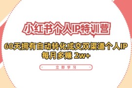 赚钱项目（11841期）小红书·个人IP特训营：60天拥有自动转化成交双渠道个人IP，每月多赚2w+便宜07月29日中创网VIP项目