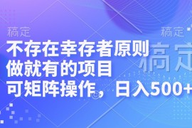 热门项目（12989期）不存在幸存者原则，做就有的项目，可矩阵操作，日入500+中创网