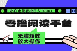 每天（12710期）零撸阅读平台解放双手、实现躺赚收益矩阵操作日入3000+09-24中创网