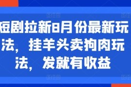 最新项目短剧拉新8月份最新玩法，挂羊头卖狗肉玩法，发就有收益便宜08月07日冒泡网VIP项目