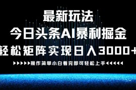 每天（12678期）最新今日头条AI暴利掘金玩法，轻松矩阵日入3000+09-22中创网