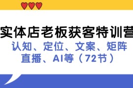 每天实体店老板获客特训营：认知、定位、文案、矩阵、直播、AI等（72节）便宜08月06日福缘网VIP项目