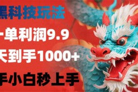 2024最新（12793期）黑科技玩法，一单利润9.9,一天到手1000+，新手小白秒上手09-30中创网