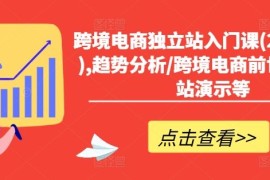 热门项目跨境电商独立站入门课(2小时精华),趋势分析/跨境电商前世今生/建站演示等便宜08月01日冒泡网VIP项目