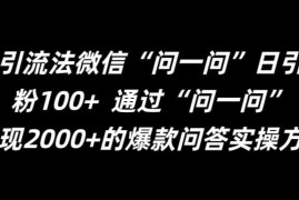 赚钱项目最新引流法微信“问一问”日引精准粉100+ 通过“问一问”【揭秘】09-01冒泡网