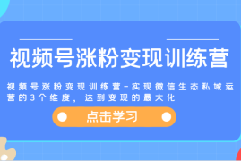 每天视频号涨粉变现训练营-实现微信生态私域运营的3个维度，达到变现的最大化便宜07月23日福缘网VIP项目